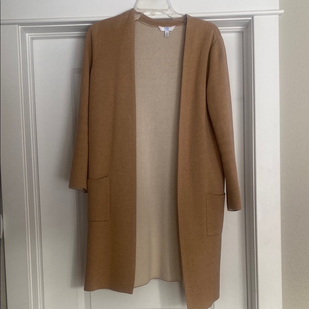 Time and Tru Women's Camel Open-Front Cardigan